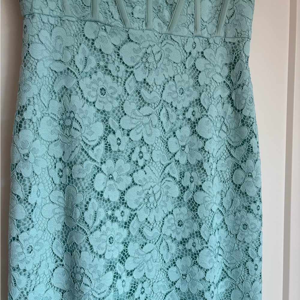 Lace Midi Dress in Light Aqua - Picture 5 of 7